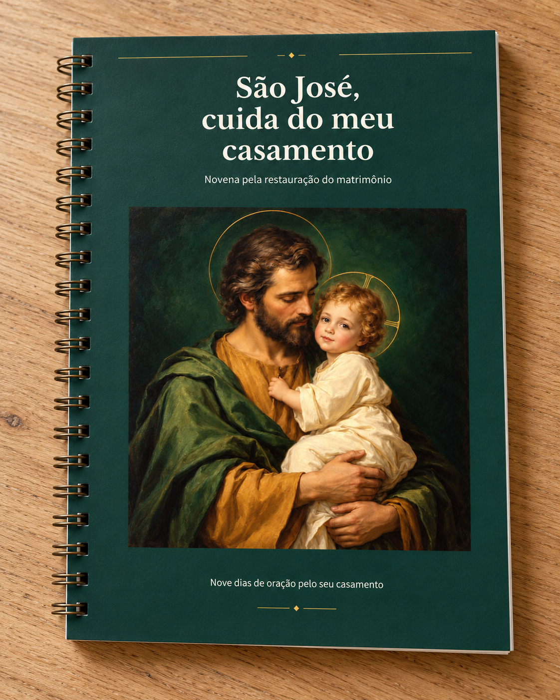 Caderno com a capa da novena São José, cuida do meu casamento.